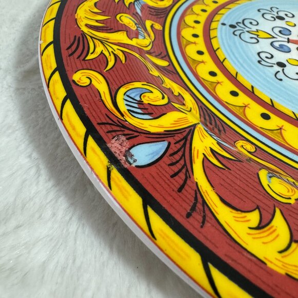 Tuscan Table Italian Dinner Plate 11" Ceramic Red Yellow Light Blue Black Bright - Picture 11 of 13